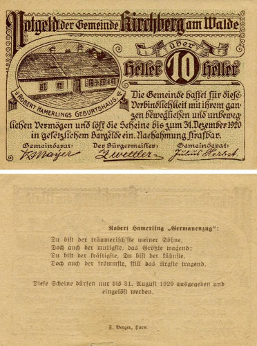 фото Германия Нотгельд  10 пфеннигов 1920 F-VF Кирхберг