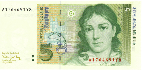 фото Германия 5 марок 1991 UNC (P37)
