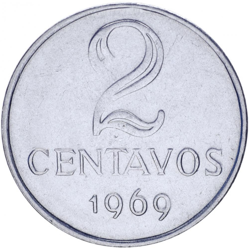фото Бразилия 2 сентаво 1969 UNC