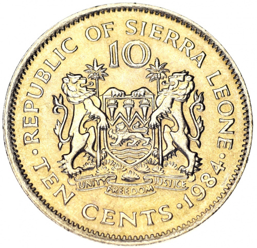 фото Сьерра-Леоне 10 центов 1984 VF-AU