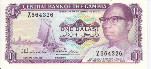 фото Гамбия 1 даласи 1971-1987 UNC (P4)