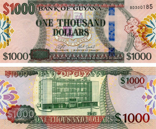 фото Гайана 1000 долларов 2019 UNC (P38c)