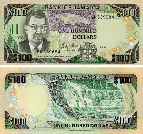 фото Ямайка 100 долларов 1987 UNC (P74)