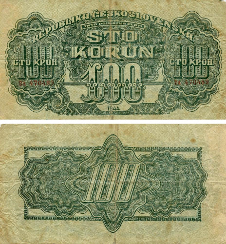 фото Чехословакия 100 крон 1944 G-VG