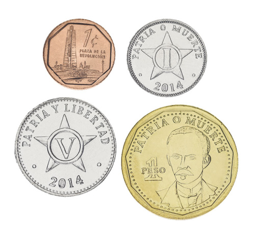 фото Куба набор из 4 монет 2012-2014 UNC 1, 1, 5 сентаво, 1 песо