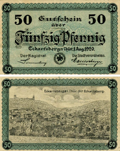фото Германия Нотгельд  50 пфеннигов 1921  F-VF  Эккартсберга