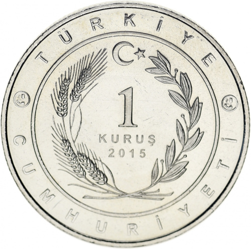 фото Турция 1 куруш 2015 UNC Флаг Великие тюркские государства - Хунну