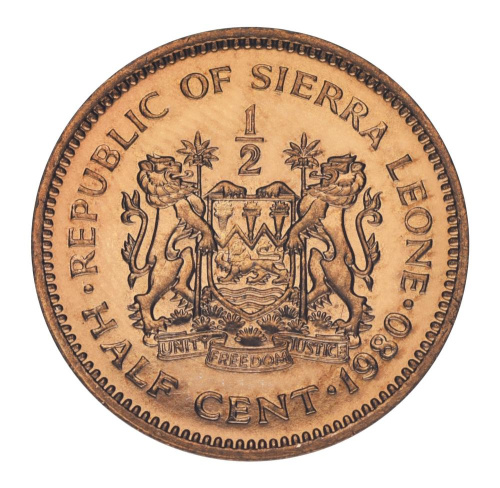 фото Сьерра-Леоне 1/2 цента 1980 UNC