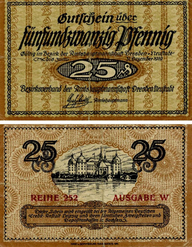 фото Германия Нотгельд  25 пфеннигов 1919  F-VF Нойштадт