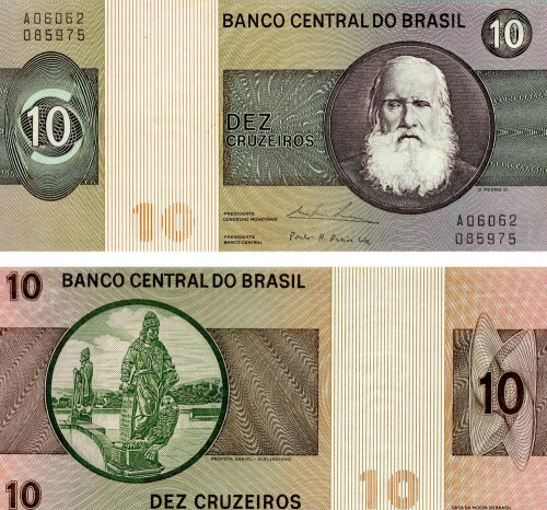фото Бразилия 10 крузейро 1974 UNC (P193)