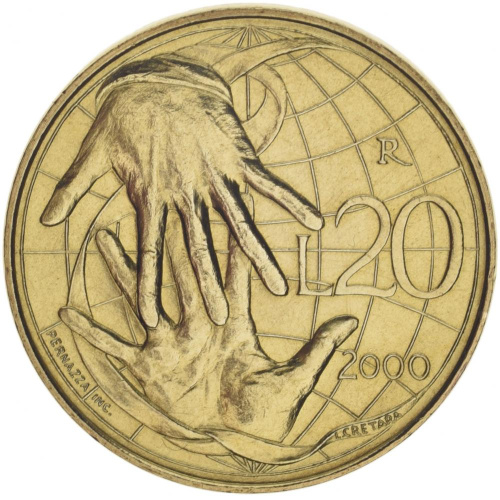 фото Сан-Марино 20 лир 2000 AU-UNC (KM#400)