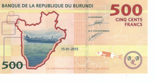 фото Бурунди 500 франков 2015 UNC (P50)