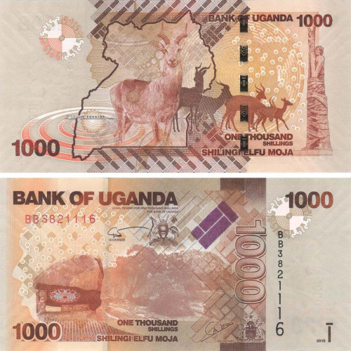 фото Уганда 1000 шиллингов 2010 UNC Антилопа (P49a)