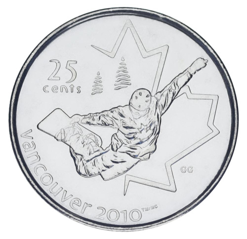фото Канада 25 центов 2007 UNC XXI зимние Олимпийские Игры в Ванкувере 2010 - Сноубординг