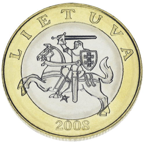 фото Литва 2 лита 2008 Биметалл AU-UNC