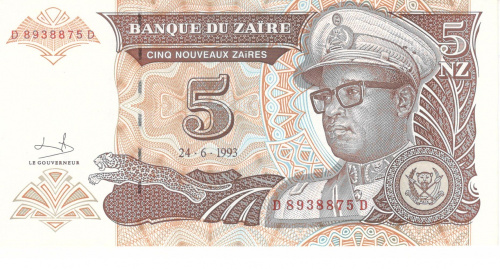 фото Заир 5 заир 1993 UNC (P53)