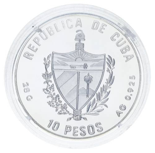 фото Куба 10 песо 1990 Серебро Proof XXV летние Олимпийские игры в Барселоне 1992 года - Бег с барьерами