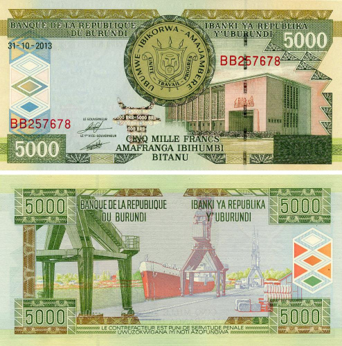фото Бурунди 5000 франков 2013 UNC (P48c)