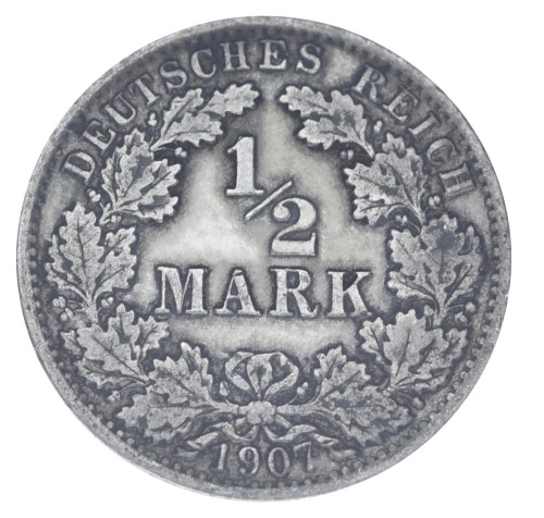 фото Германия 1/2 марки 1907 Серебро F-VF