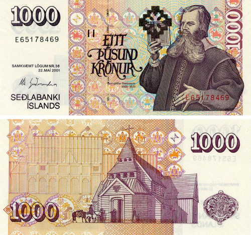 фото Исландия 1000 крон 2001 UNC (P59(6))