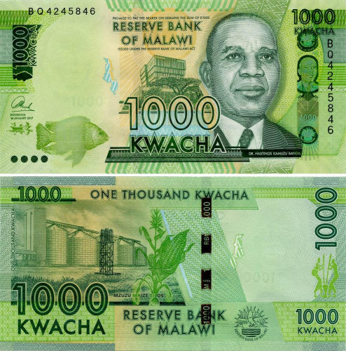 фото Малави 1000 квача 2017 UNC Рыба (P67)
