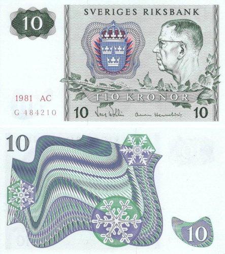 фото Швеция 10 крон 1981 UNC (P52)