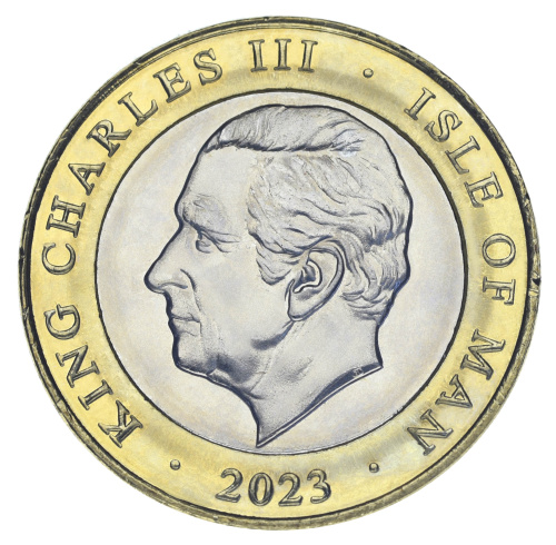 фото Остров Мэн 2 фунта 2023 Биметалл UNC Акула