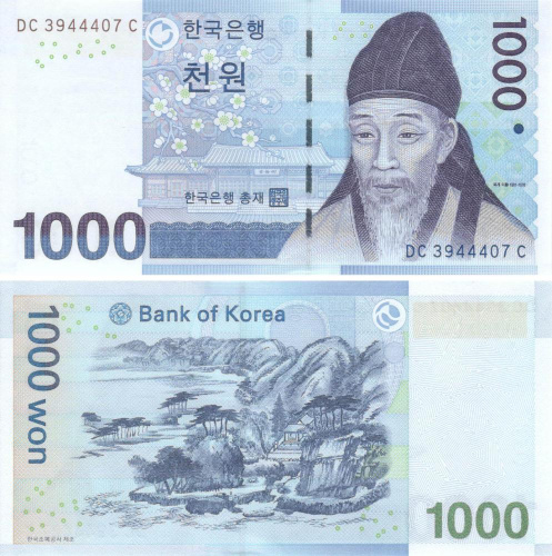 фото Южная Корея 1000 вон 2007 UNC (P54)