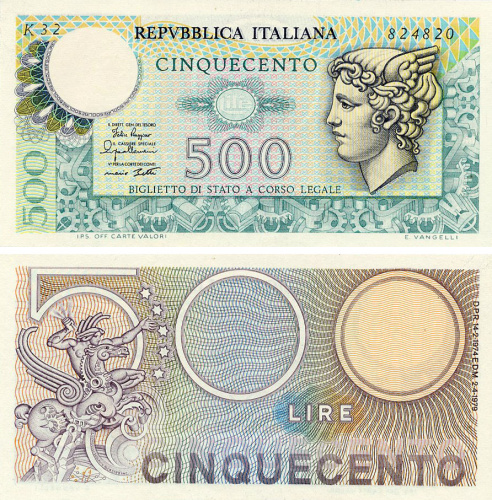 фото Италия 500 лир 1979 UNC (P94)