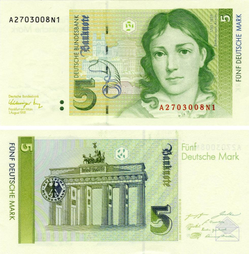 фото Германия 5 марок 1991 UNC (P37)