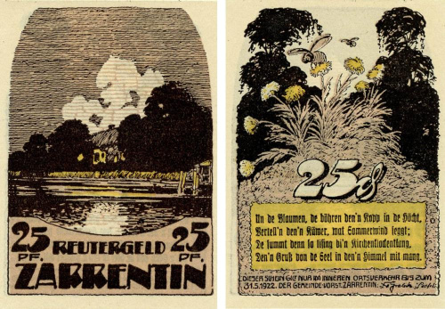 фото Германия Нотгельд  25 пфеннигов  1922 F-VF Царрентин