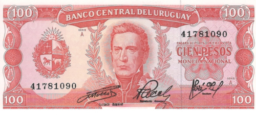 фото Уругвай 100 песо 1967 UNC (P47)
