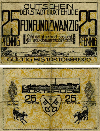 фото Германия Нотгельд  25 пфеннигов 1920 F-VF Букстехуде