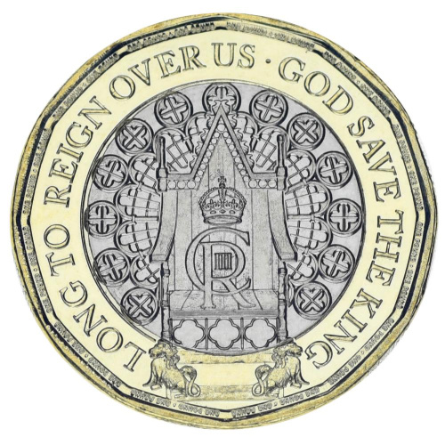 фото Гибралтар 1 фунт 2024 Биметалл UNC Коронация Чарльза (Карла) III