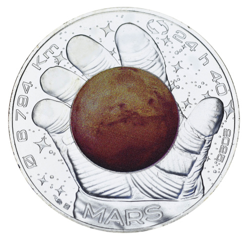 фото Франция 10 евро 2025 Серебро UNC Космическая одиссея - Планета Марс