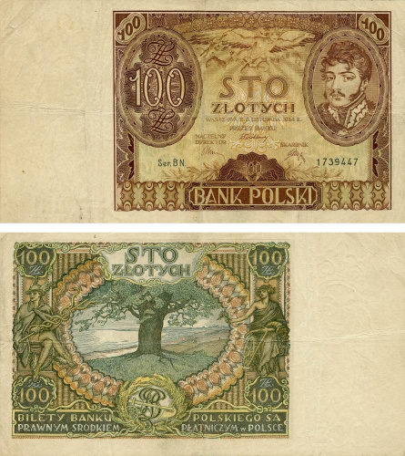 фото Польша 100 злотых 1934 G-VG