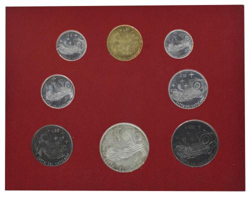 фото Ватикан набор из 8 монет 1969 AU-UNC 1, 2, 5, 10, 20, 50, 100, 500 (серебро) лир