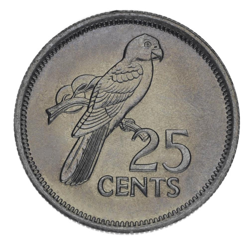 фото Сейшельские острова 25 центов 1982 UNC Птица - Попугай
