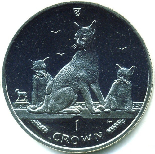 фото Остров Мэн 1 крона 2016 «Кот. Кошка» UNC