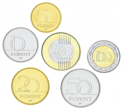 фото Венгрия набор из 6 монет 2018-2019 UNC 5, 10, 20, 50, 100, 200 форинтов