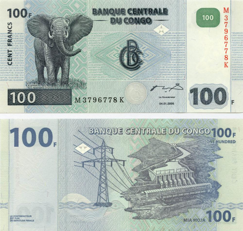 фото Демократическая республика Конго 100 франков 2000 UNC (P92)