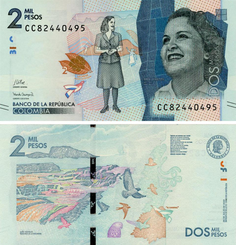 фото Колумбия 2000 песо 2022 UNC Птицы (P458)