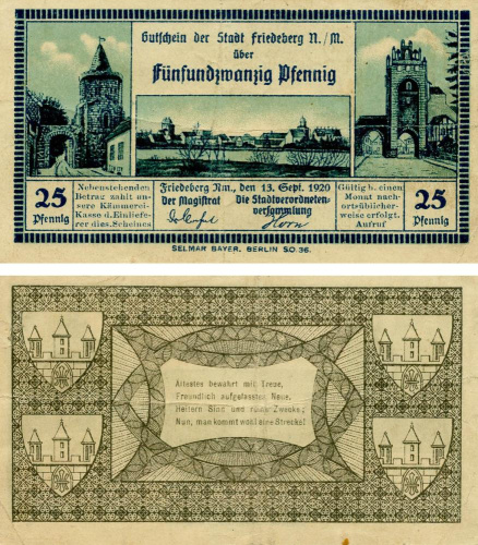 фото Германия Нотгельд  25 пфеннигов 1920  F-VF Берлин