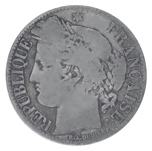 фото Франция 1 франк 1872 Серебро F-VF