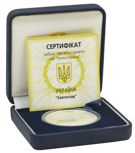 фото Украина 10 гривен 2002 Серебро Proof Князь Святослав (Ag 925, унция, 31.1 грамм)
