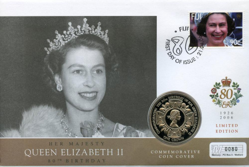 фото Остров Найтингейл 1 крона 2006 UNC 80 лет королеве Елизавете II в сувенирной упаковке