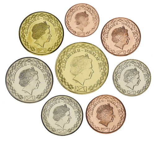 фото Токелау набор из 8 монет 2017 UNC 1, 2, 5, 10, 20, 50 центов, 1, 2 доллара