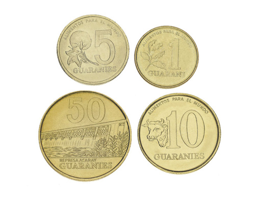 фото Парагвай набор из 4 монет 1992-1998 UNC 1, 5, 10, 50 гуарани