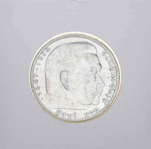 фото Германия 5 марок 1935 Серебро F-VF «Гинденбург»