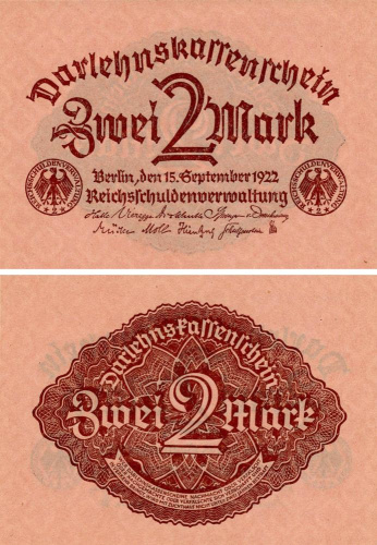 фото Германия 2 марки 1922 UNC (P62)